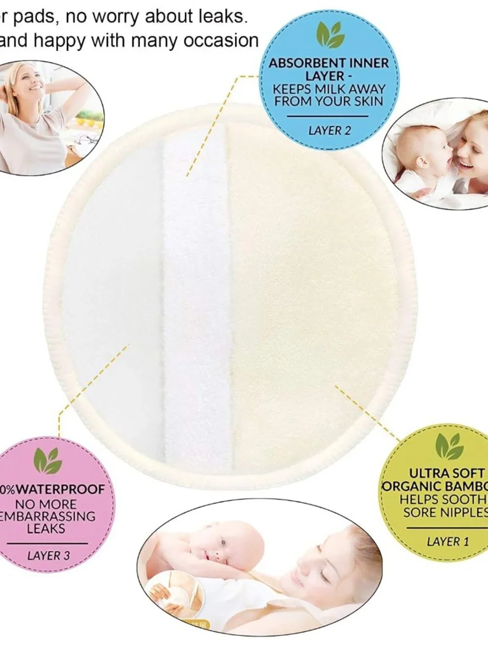 NWOT Reusable Cotton Nursing Pads (8-Pack) for Breastfeeding Moms